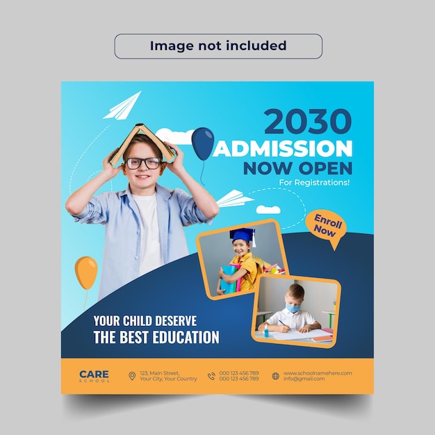 School Admission social media post design template