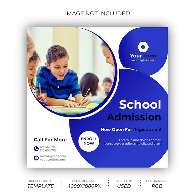 School Admission Social Media Post Design Template