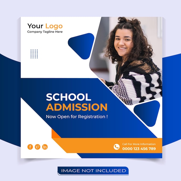 School admission social media post design template