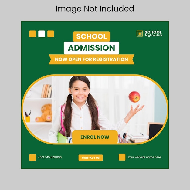 School admission social media post and Instagram post templat