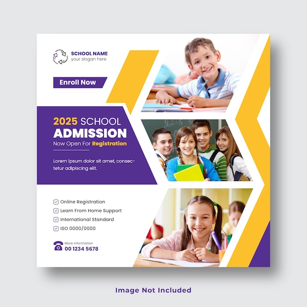 School admission social media post and Instagram post template