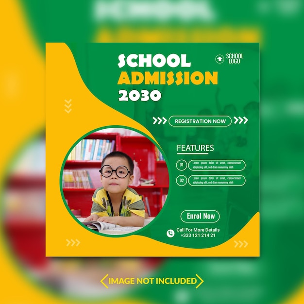 School admission social media post and instagram template