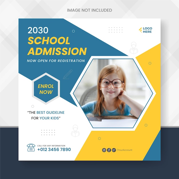 School admission social media post promotion and Education social media post template