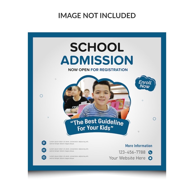 School admission social media post and promotional Instagram banner template