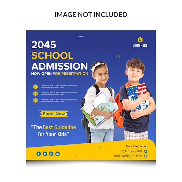 School admission social media post and promotional Instagram banner template