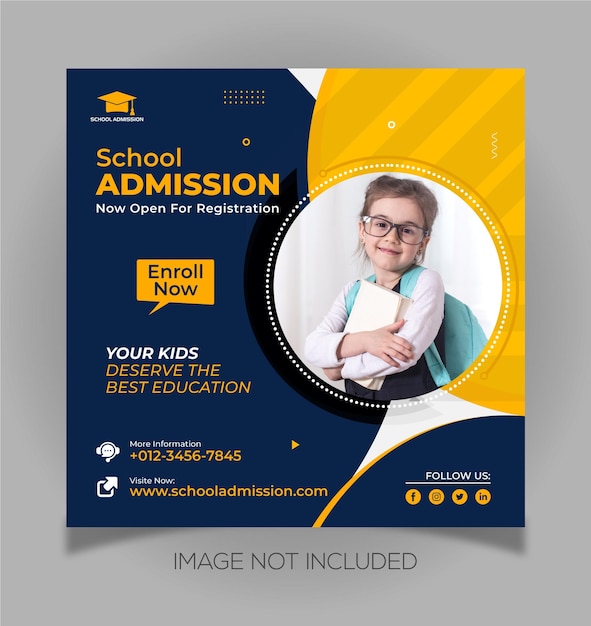 School admission social media post and square template