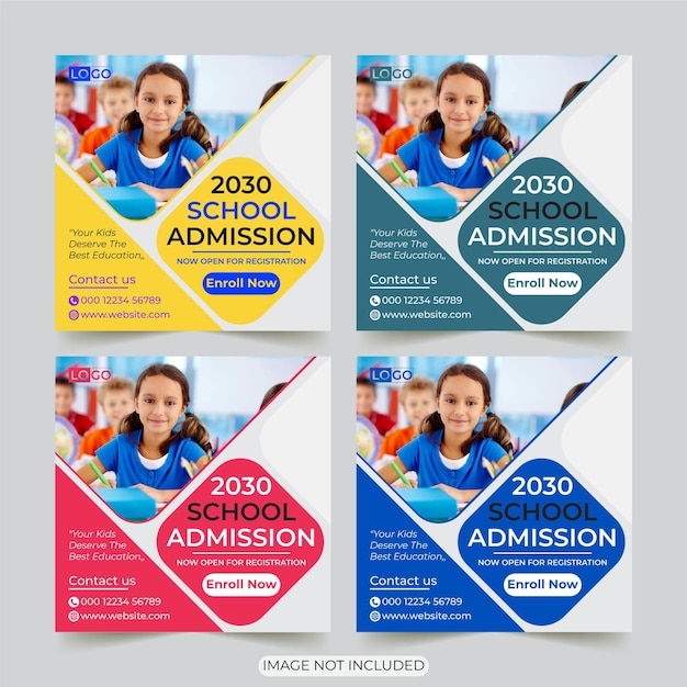 School admission social media post template design Vector