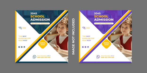 School admission social media post template design