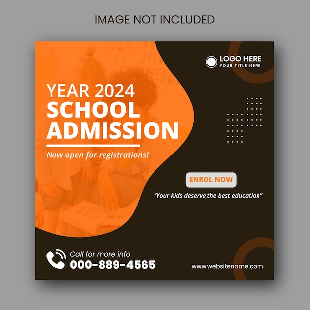 School admission social media post template design