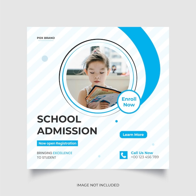 School admission social media post template or Kids school education admission social media