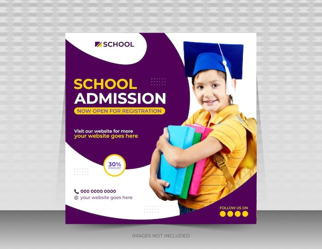 School admission social media post template or school promotion post banner