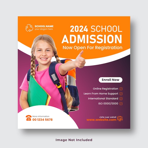 School admission social media post template