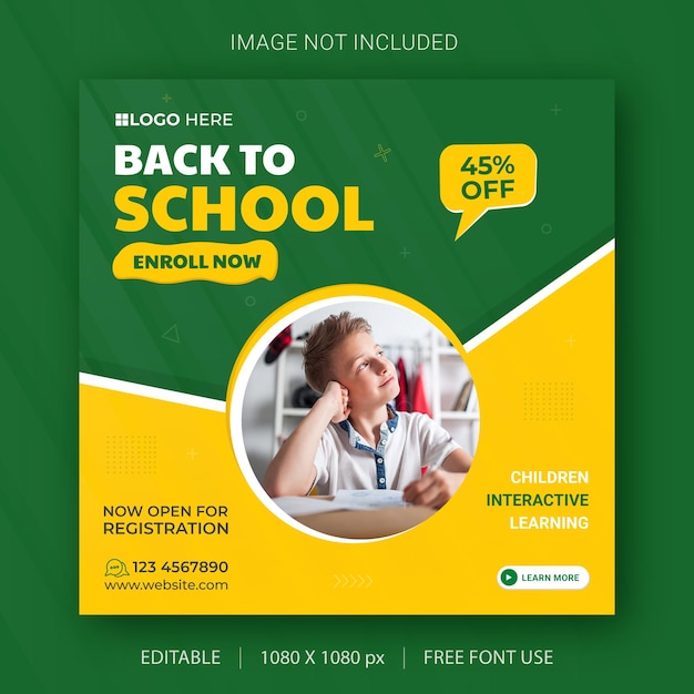 School admission social media post template