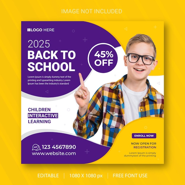 School admission social media post template