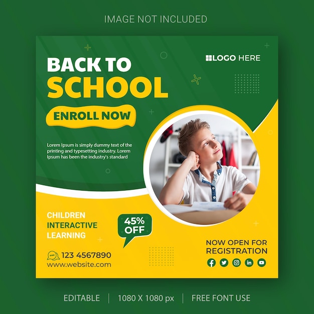 School admission social media post template