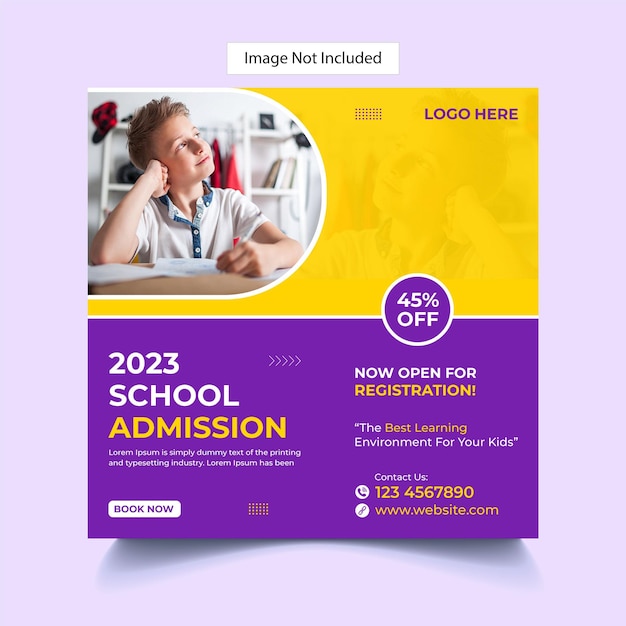 School admission social media post template