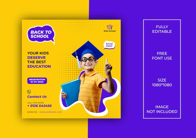 School admission social media post template