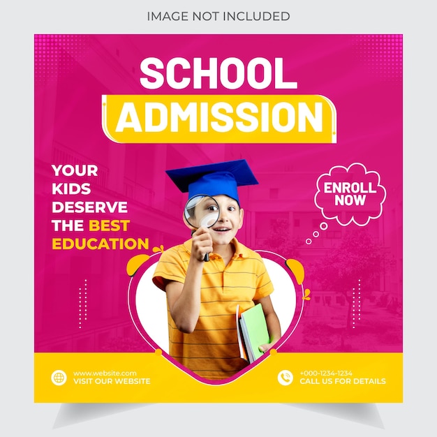 School admission social media post template