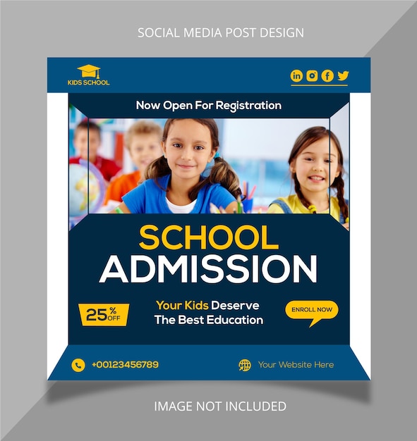 School admission social media post or unique post design