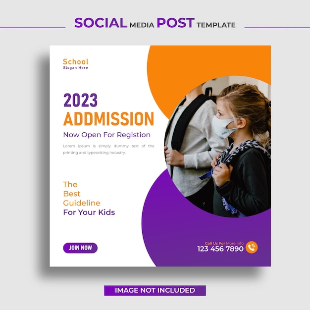 School admission social media post and web banner template design