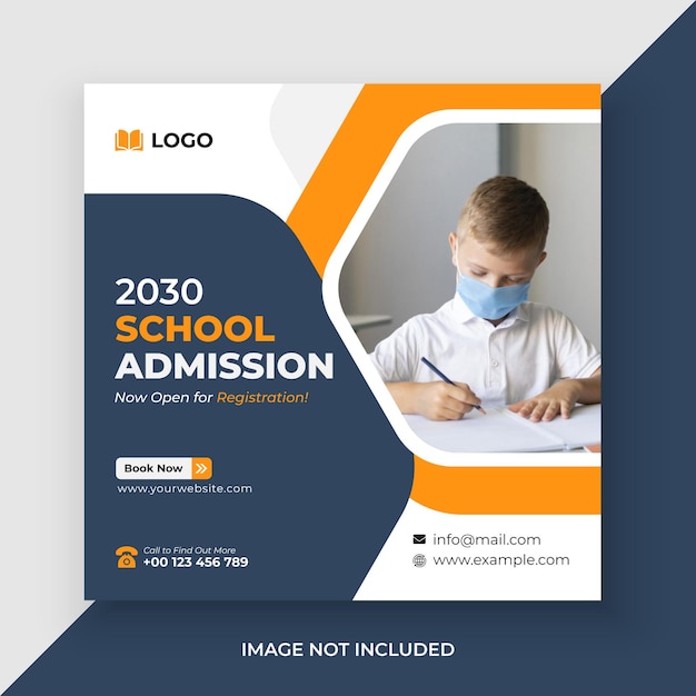 School admission social media post and web banner template premium vector