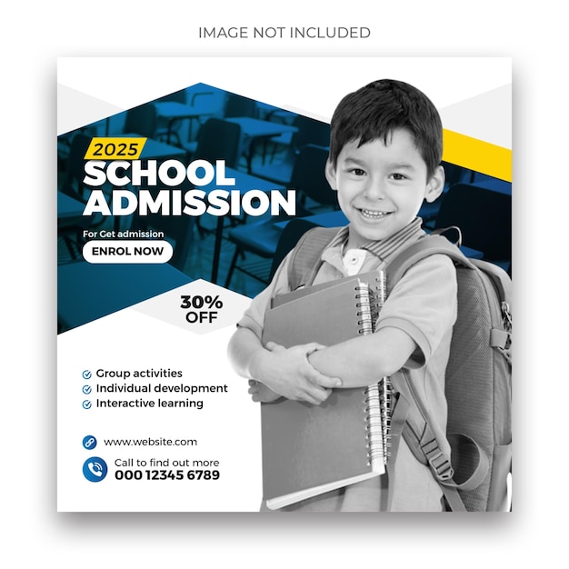 School admission social media post or web banner template