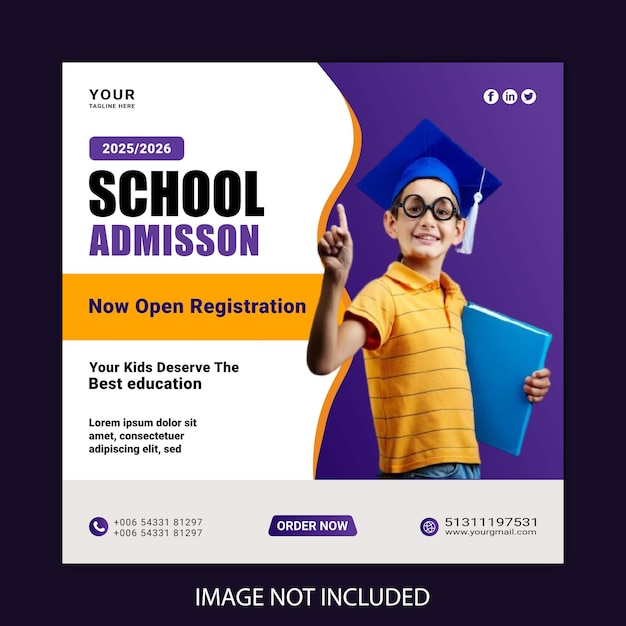 School Admission Social Media Post And Web Banner Template