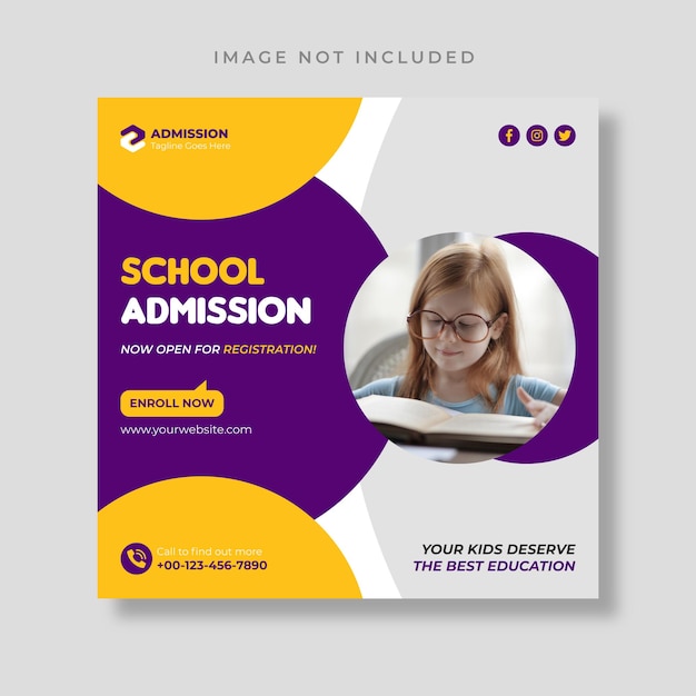 School Admission Social Media Post And Web Template Banner