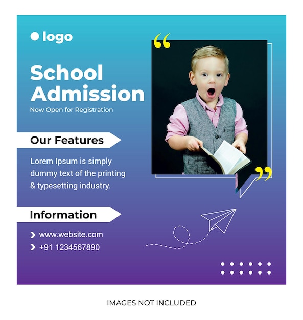 School admission social media poster design template vector