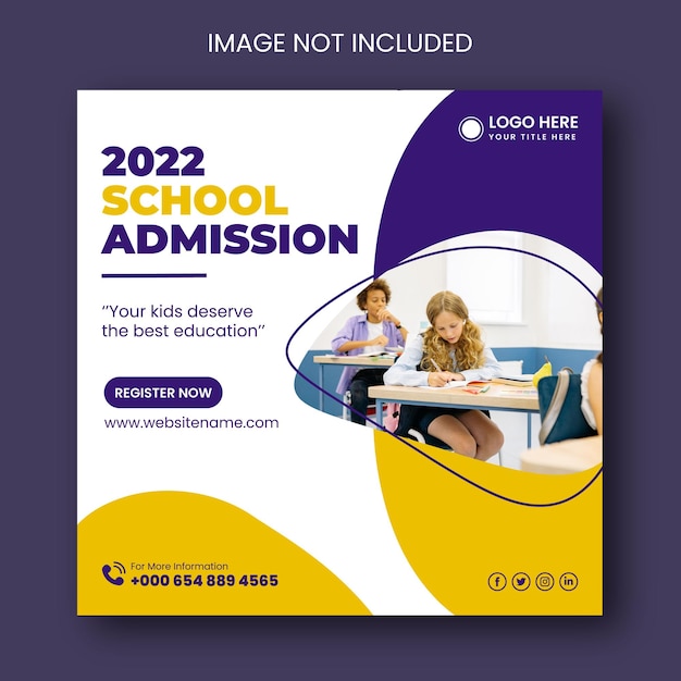 School admission social media posts or banner template