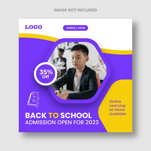 School admission social media posts and web banner design template Suitable for Back to school