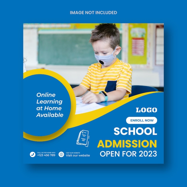 School admission social media square banner template and Instagram posts