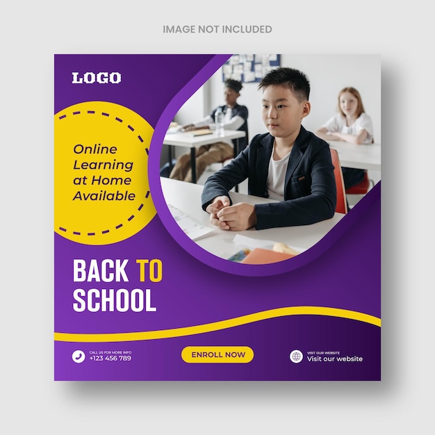 School admission social media square banner template and Instagram posts