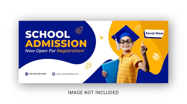 School admission social media web banner and facebook cover design template