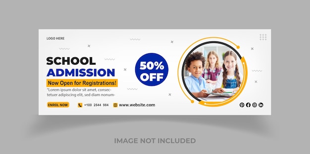 School admission social media web banner flyer and Facebook cover photo design template premium eps