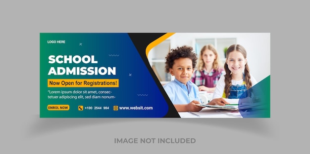 School admission social media web banner flyer and Facebook cover photo design template premium eps