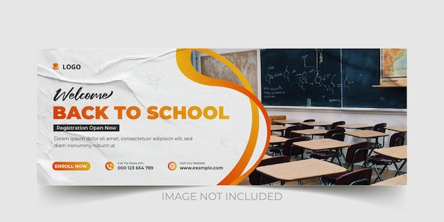 School admission social media web banner flyer and facebook cover photo design template