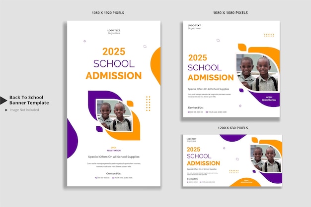 School admission social media and web banner template