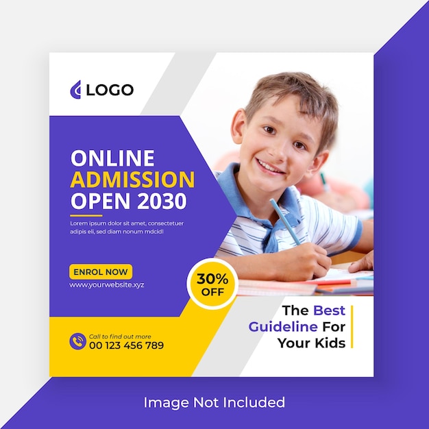 School admission social media and web banner template