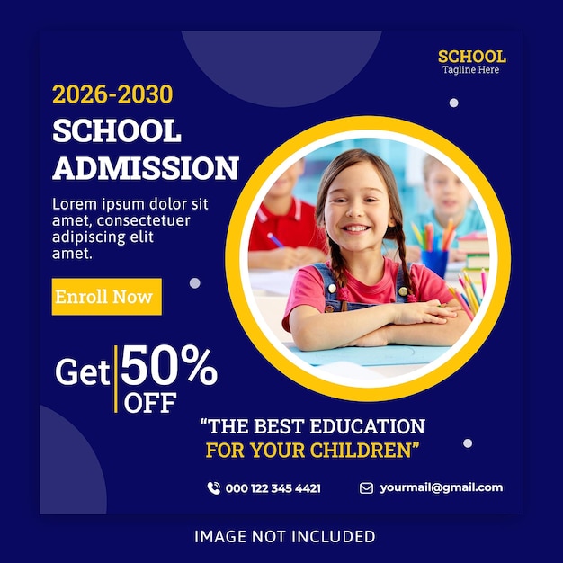 School admission social post design template