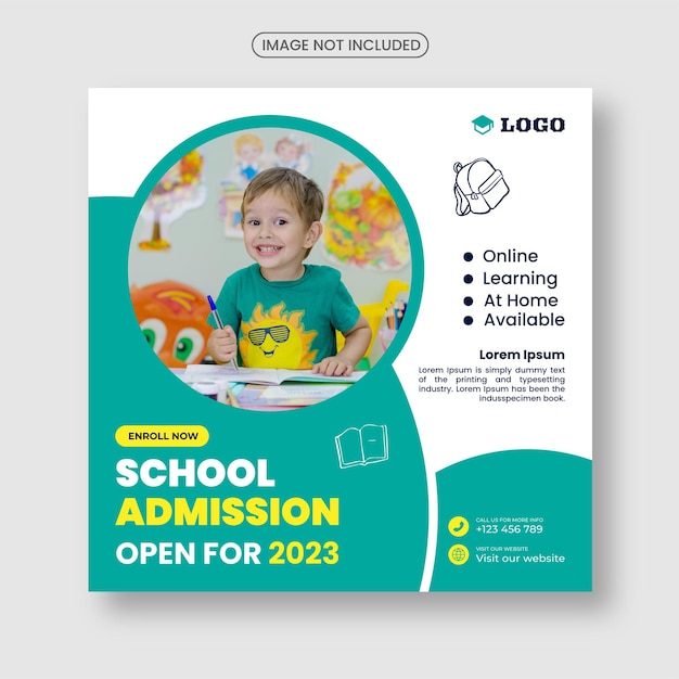 School admission square banner. Suitable for back-to-school social media pack template