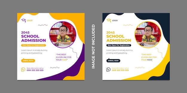 School admission web banner and back to school admission promotion square banner template design