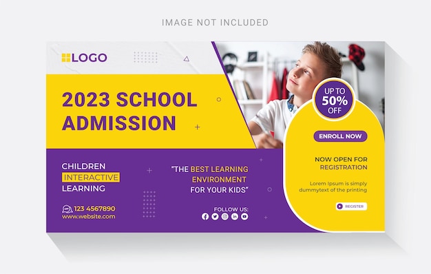 School admission web banner or social banner template