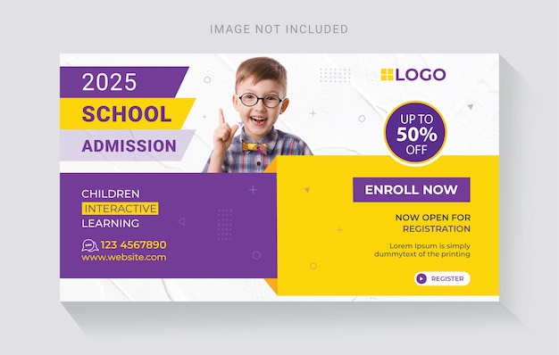 School admission web banner or social banner template