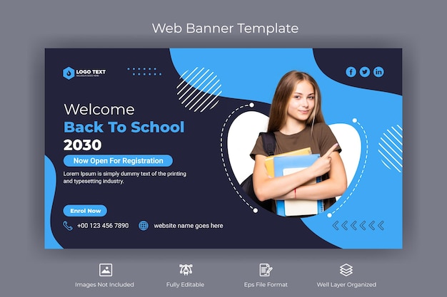 School admission web banner and youtube thumbnail template