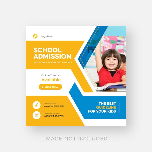 School Admission white background Social Media Post