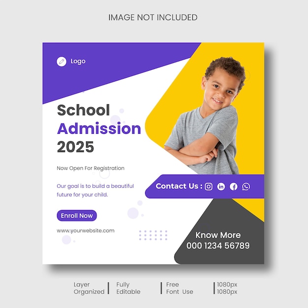 School Admission For Your Child Social Media Post Desing Premium PSD