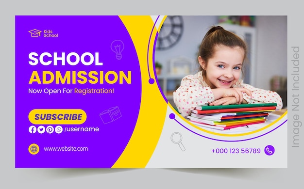 School admission youtube thumbnail and web banner template