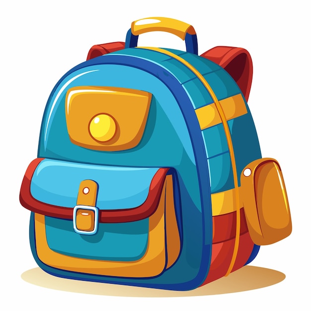 School backpack illustration bag with pockets for books and supplies of student