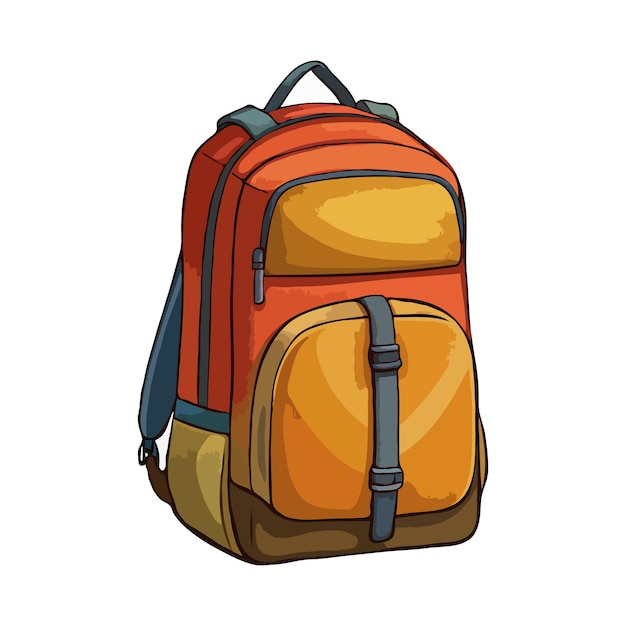 Vector school backpack for student flat style vector clipart illustration isolated on white background